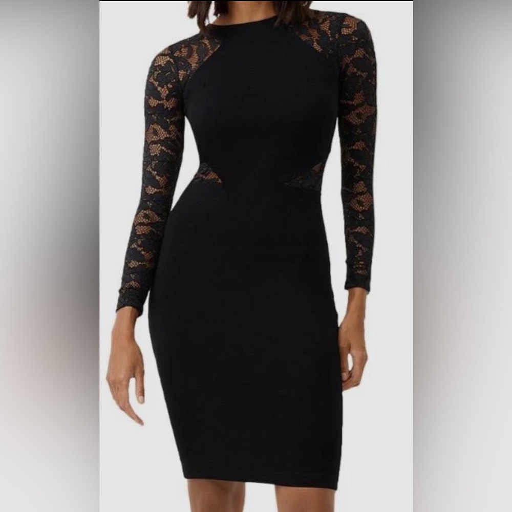 French Connection Black Dress with Lace Sleeves. Worn once. Great condition.